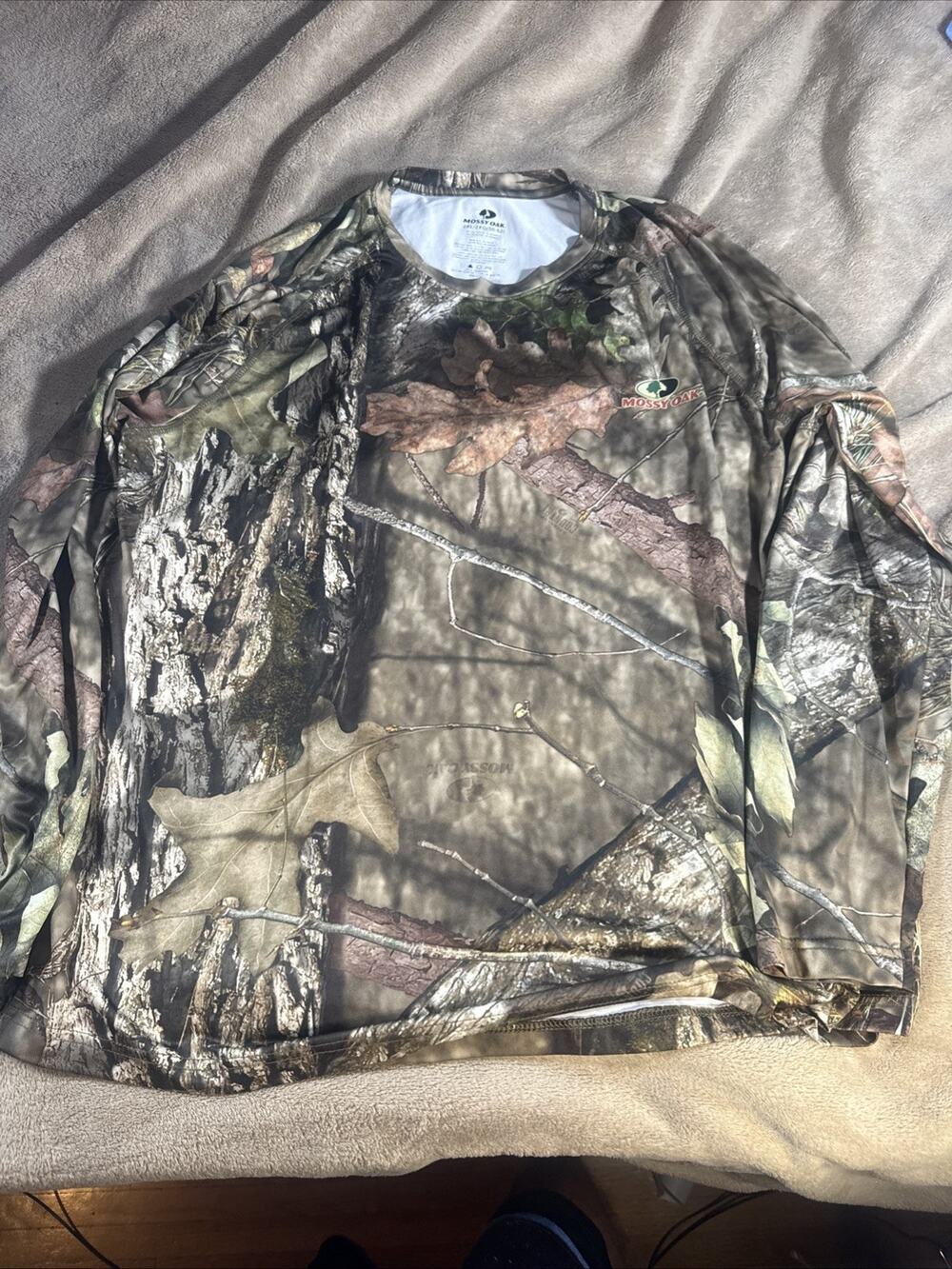 Mossy Oak Camo Camouflage Long Sleeve Polyester T-Shirt, Unisex Adults 2XL